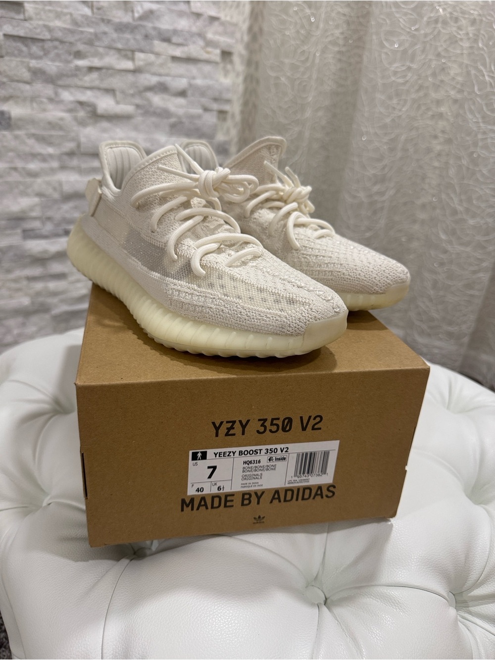 adidas Cream White Yeezy-style Knit Sneakers